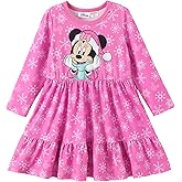 Disney Princess Frozen Elsa Minnie Stitch Floral Toddler Girl Dress A Line Long Sleeve Kids Casual Fall Clothes 2-6 Years