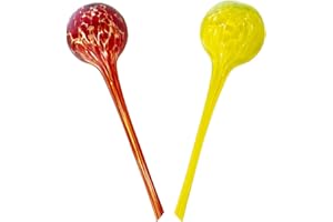 Maxam Wyndham House, 2 Piece Watering Globe Set, Colorful Hand-Blown Glass Plant Watering System