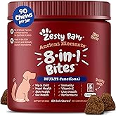Zesty Paws Dog Multivitamin, Chewable Dog Vitamins and Supplements for Hip & Joints, Skin & Coat, Omega 3 Fish Oil for Dogs- Senior & Puppy Multivitamin - Bison- 90ct