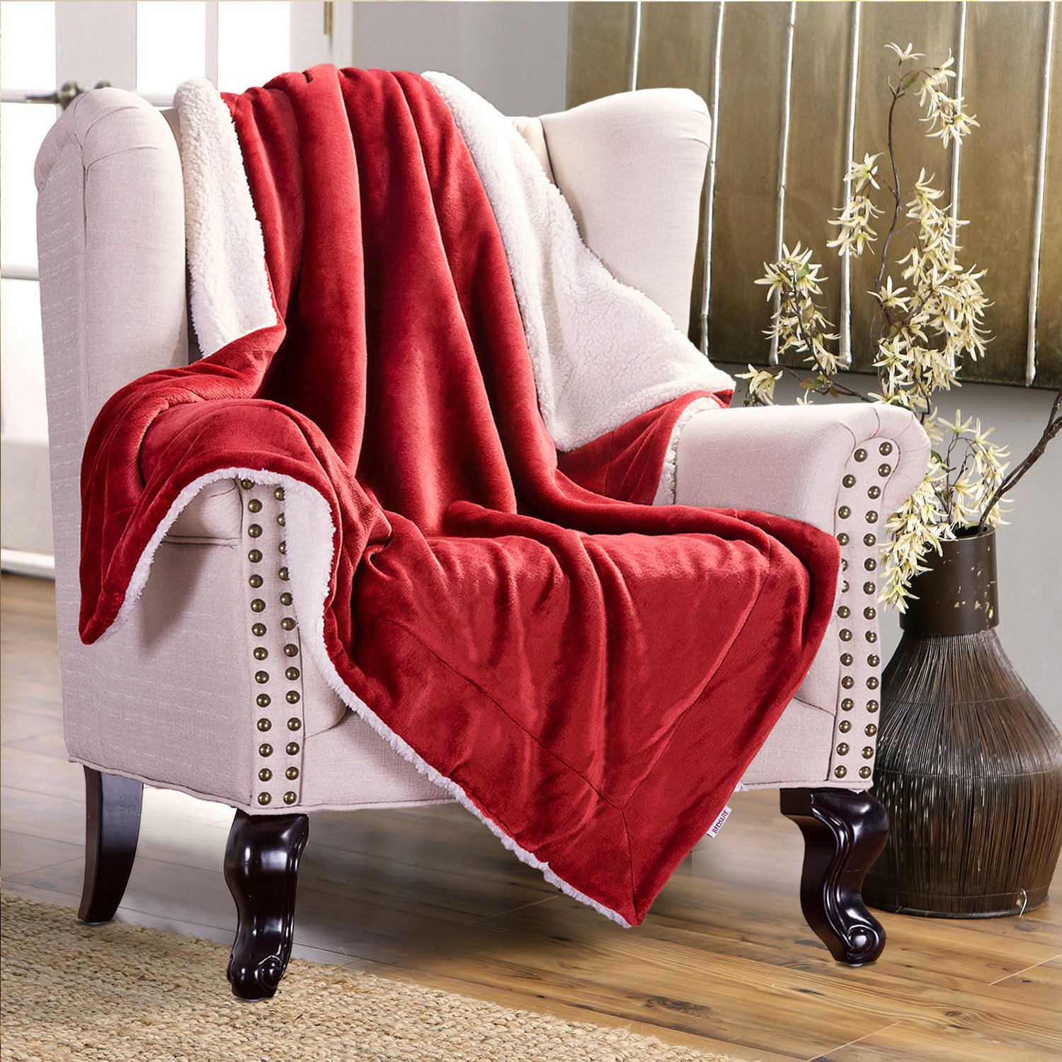 Bedsure Sherpa Fleece Blanket and Throw Rug Twin(60