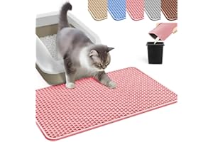 HCY&WLD Cat Litter Mat, Honeycomb Double Layer Cat Litter Trapping Mat, Waterproof Urine Proof Non-Slip, Scatter Control, Less Waste, Easier to Clean (Pink, 24" X 18")