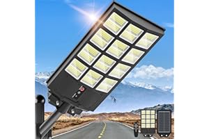OKPRO 5000W Solar Street Light, Wide Angle Solar Lights Outdoor IP66 Waterproof, 6500K Dusk to Dawn, LED Security Flood Light with Motion Sensor and Remote Control for Residential Commercial Yard