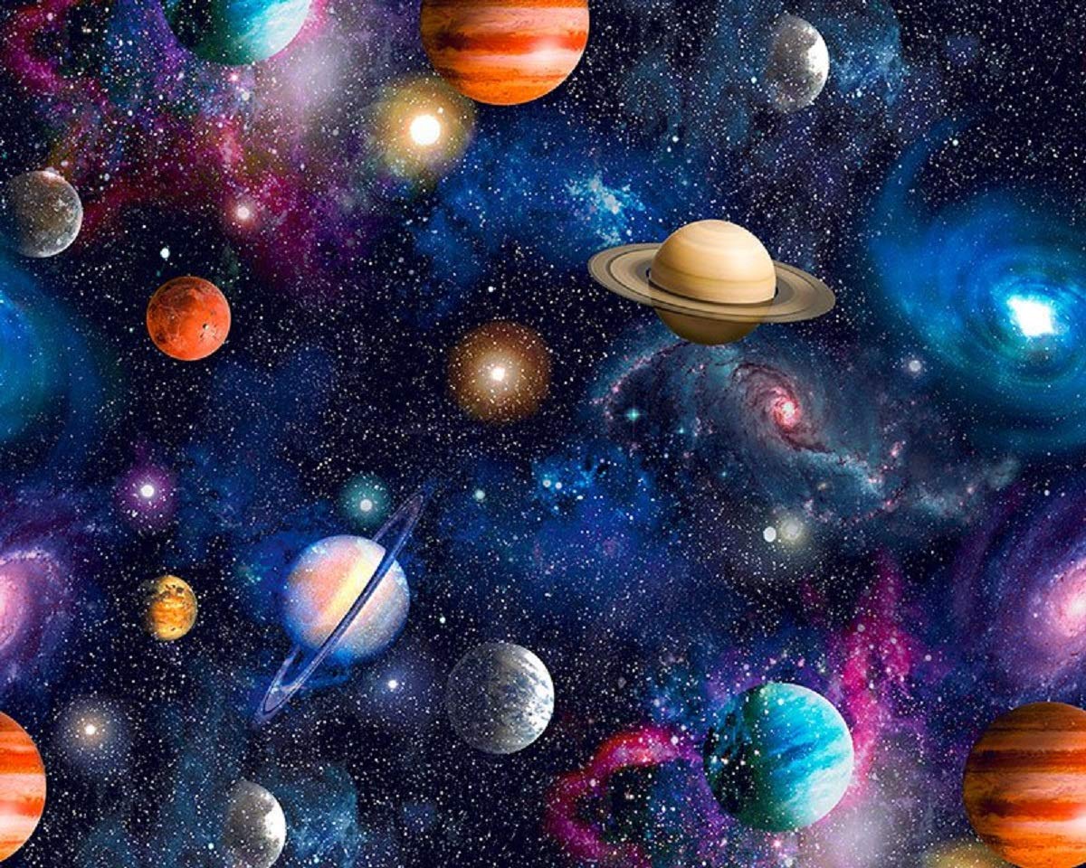 Universe Space Planets Fabric 100% Cotton 59" - 150 cm Wide - Craft Fabric by The Metre (81738MSA) — image 1