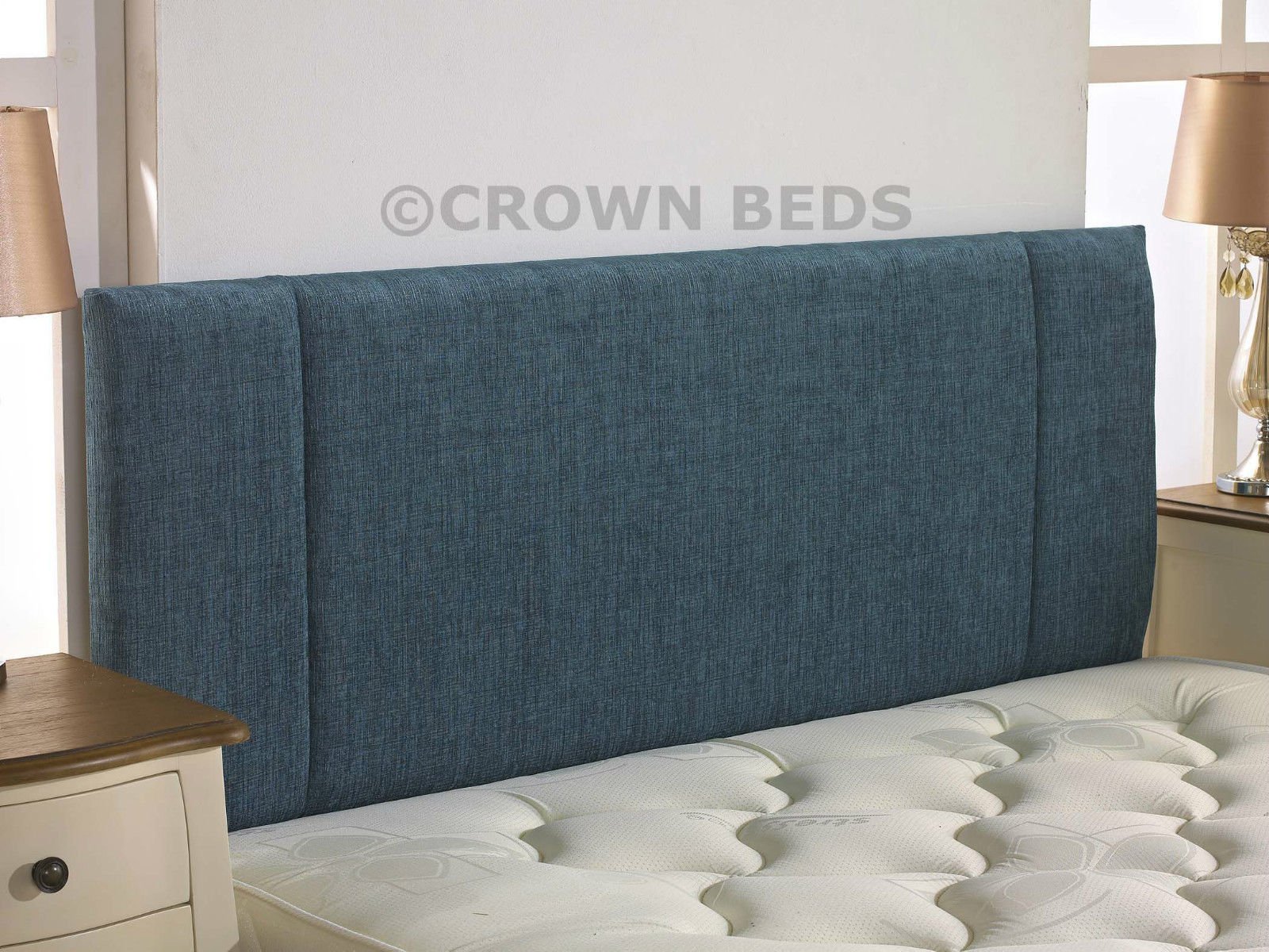 CROWNBEDSUK QUALITY PORTOBELLO CHENILLE HEADBOARD 2ft6,3ft,4ft,4ft6,5ft,6ft (6FT SUPER KINGSIZE, Aqua)