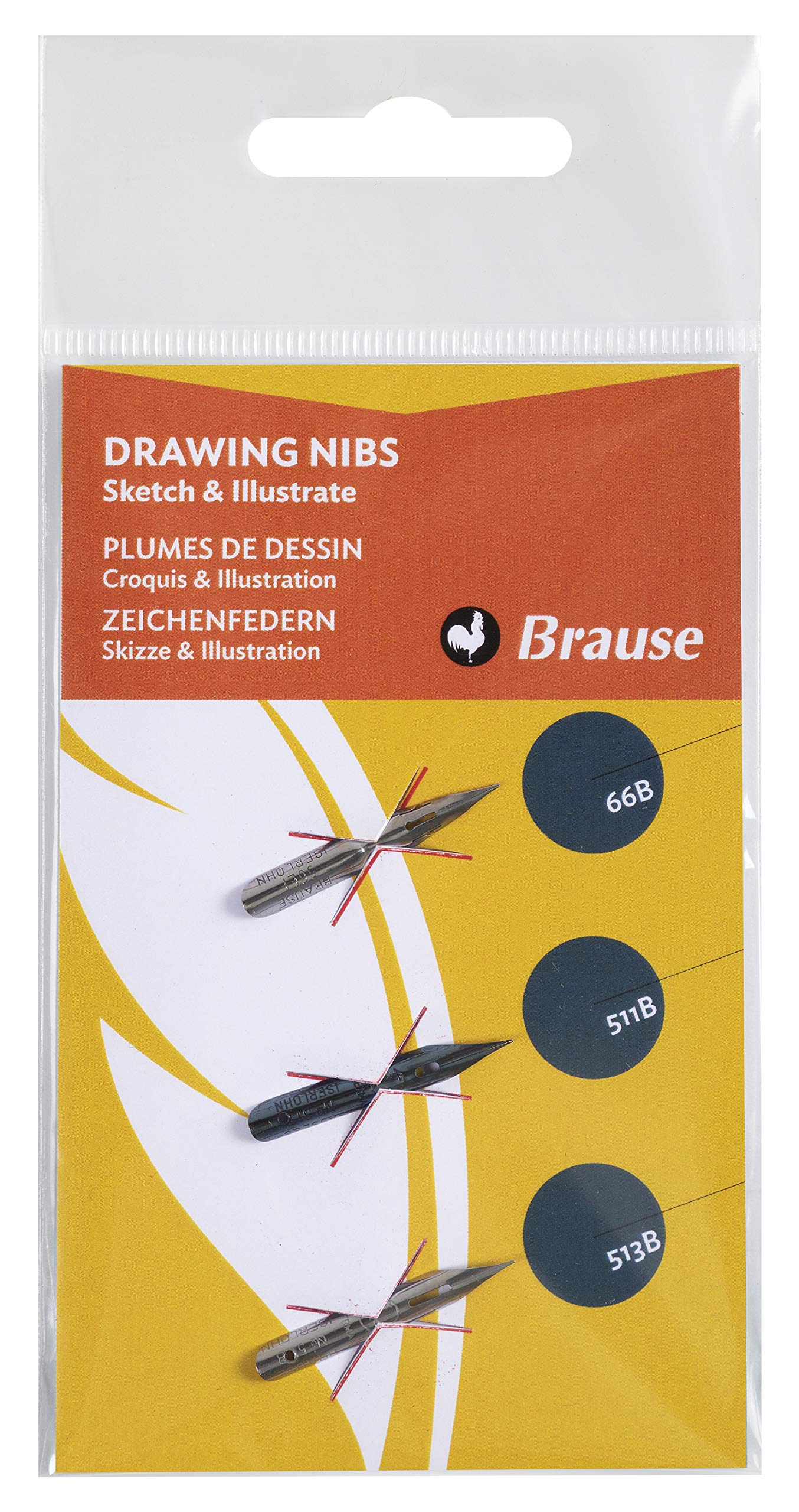 Brause 16502B - Pack of 3 - drawing series nibs for pens - (66B 511B and 513B) - Lettering - Calligraphy and Drawing - Creative Tools - Arts and Crafts