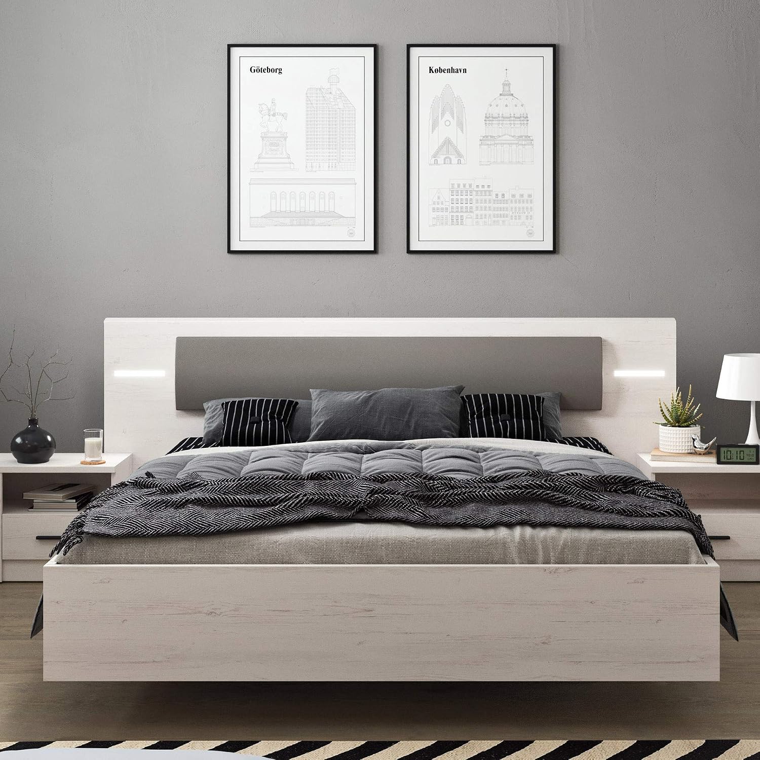Mhf Anders 3 Bed 160x200cm Mattress Led Lights Headboard Bedroom Scandinavian Amazon Co Uk Kitchen Home
