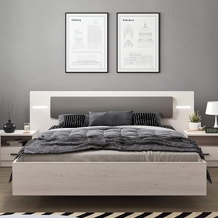 Mhf Anders 3 Bed 160x200cm Mattress Led Lights Headboard Bedroom Scandinavian Amazon Co Uk Kitchen Home