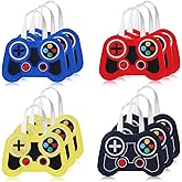 Silkfly 24 Pcs Video Game Party Favor Bags Non Woven Reusable Gaming Goodie Treat Gift Bags with Handles Gaming Party Supplies(4 Colors,24 Pcs)