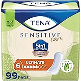 TENA Incontinence Pads, Bladder Control & Postpartum for Women, Ultimate Absorbency, Aloe and Vitamin E, Sensitive Care - 99 Count