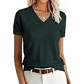 ANRABESS Women Wool Blend Sweater Summer 2026 Short Sleeve V Neck Pullover Top Business Casual Outfit Beach Vacation Clothes