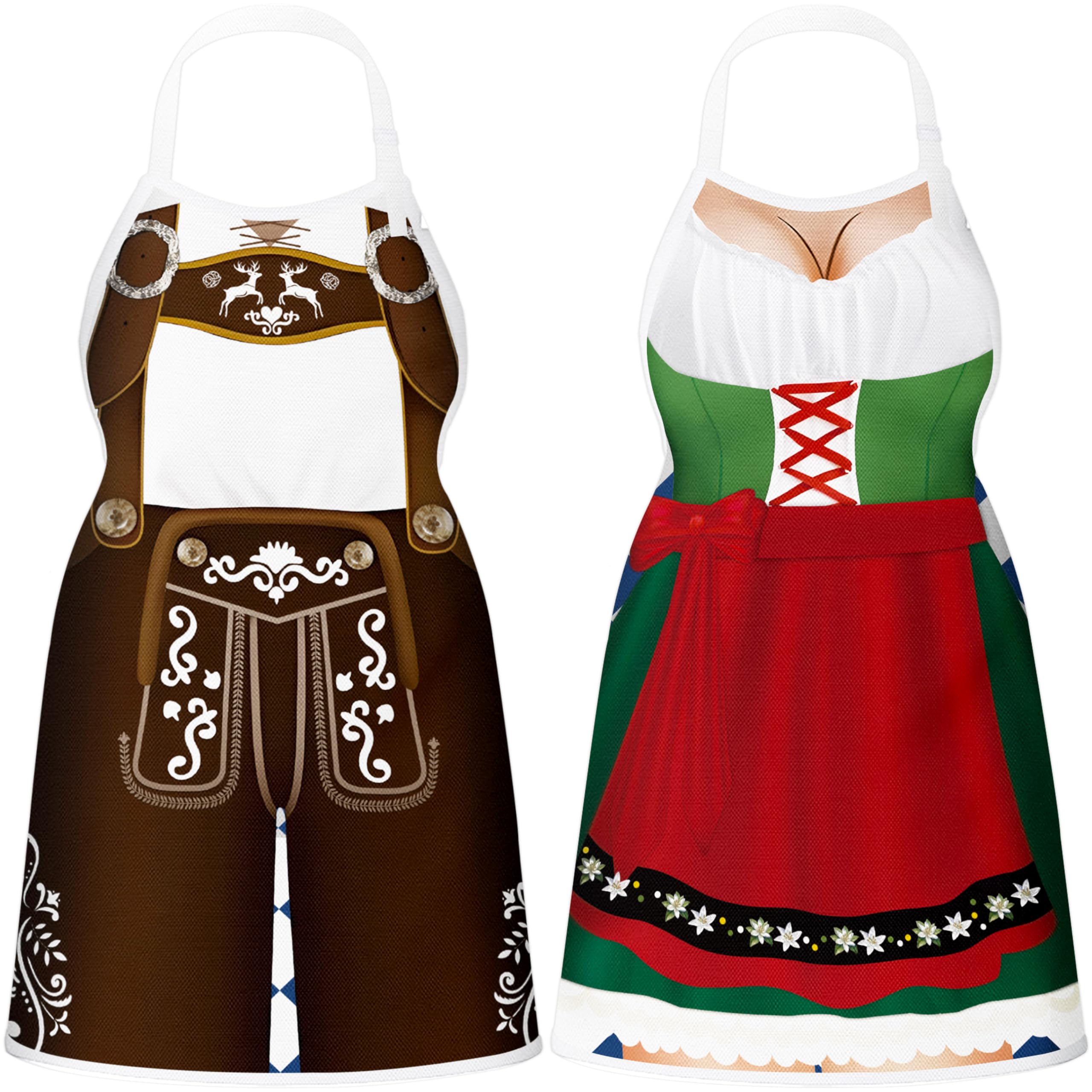 Photo 1 of **PARTIAL SET WOMENS APRON ONLY MISSING MENS** Oktoberfest Decorations Aprons: German Party Funny Apron for Couples Women Men Ladies, Green