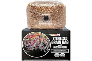 North Spore Organic Sterilized Hydrated Grain Bag w/Self-Healing Injection Port | Sterile Mushroom Spawn Bags w/ 0.2 Micron Filter Patch | USDA Certified Organic (1 Pack)