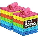 UNIMADE Microfiber Cleaning Cloth, 24 Pack Reusable Microfiber Towels | for Cars Lint Free Cleaning Shop Towel Rags for Home Kitchen Automotive Bar Mechanic Restaurant Garage, 11"x 12", Multicolor