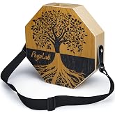 POGOLAB Two-tone Cajon, Portable Travel Wooden Drum with Adjustable Strap, Easy to Carry, Unique Appearance, Beautiful Percussion Instrument (Natural Brown)
