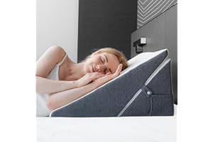 BRIGHTWORLD 7 in 1 Wedge Pillow, 9 &12 Inch Wedge Pillow for Sleeping Foldable Wedge Pillow for After Surgery,Adjustable Versatile Memory Foam Triangle Pillow Wedge for Bed Upright Acid Reflux Snoring Back Pain