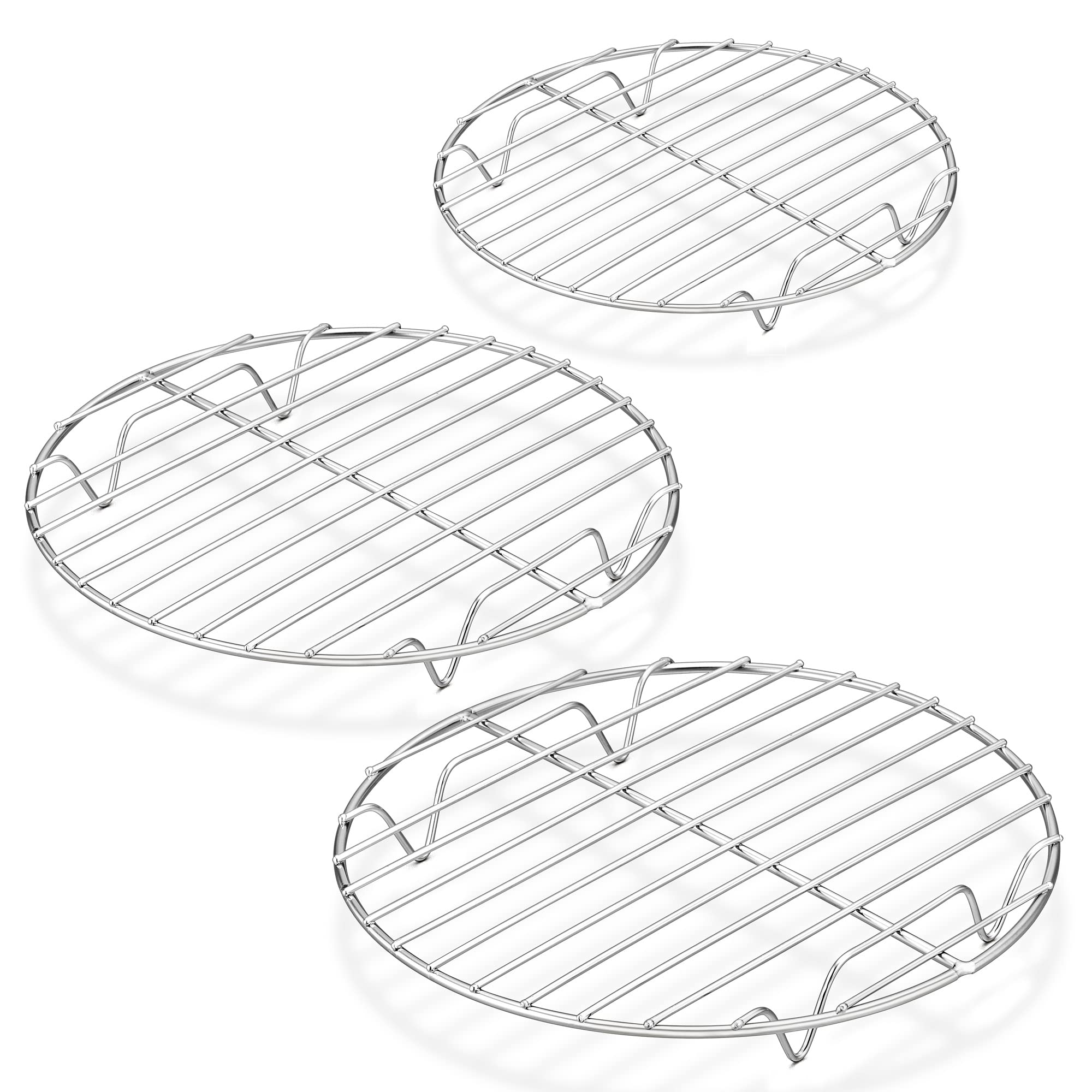 Herogo Cooling Rack, Stainless Steel Round Wire Racks Set of 3 (19cm/23cm/27cm), Thick Oven Shelf for Baking Cooking Roasting Steaming and Grilling, Oven Safe & Dishwasher Safe