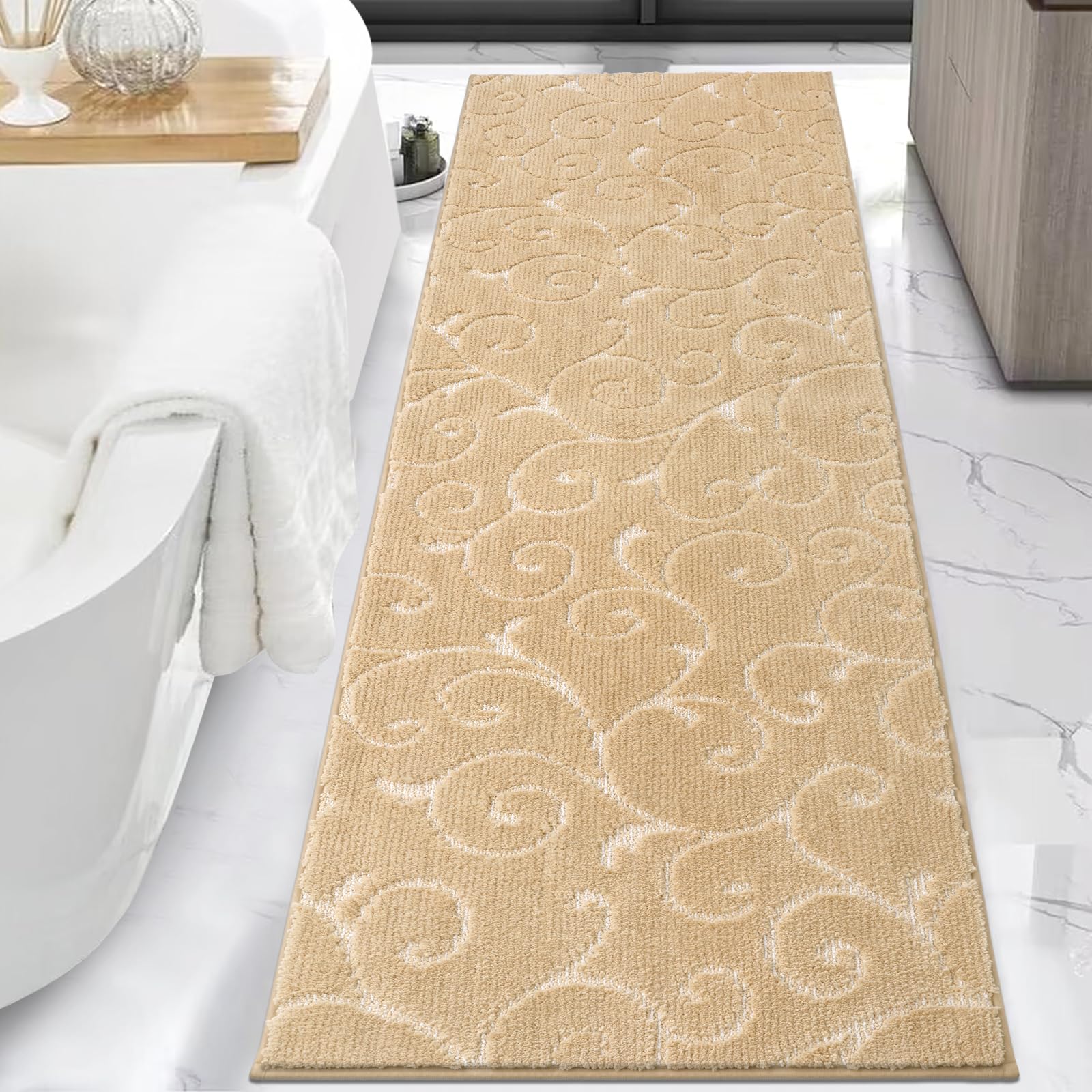 Photo 1 of HEBE Bathroom Rugs Runner 70''x24'' Luxury Bath Mat Non Slip Long Bath Rugs for Bathroom Absorbent Microfiber Area Rug Runner Super Soft Machine Washable Plush Mats for Shower Floor