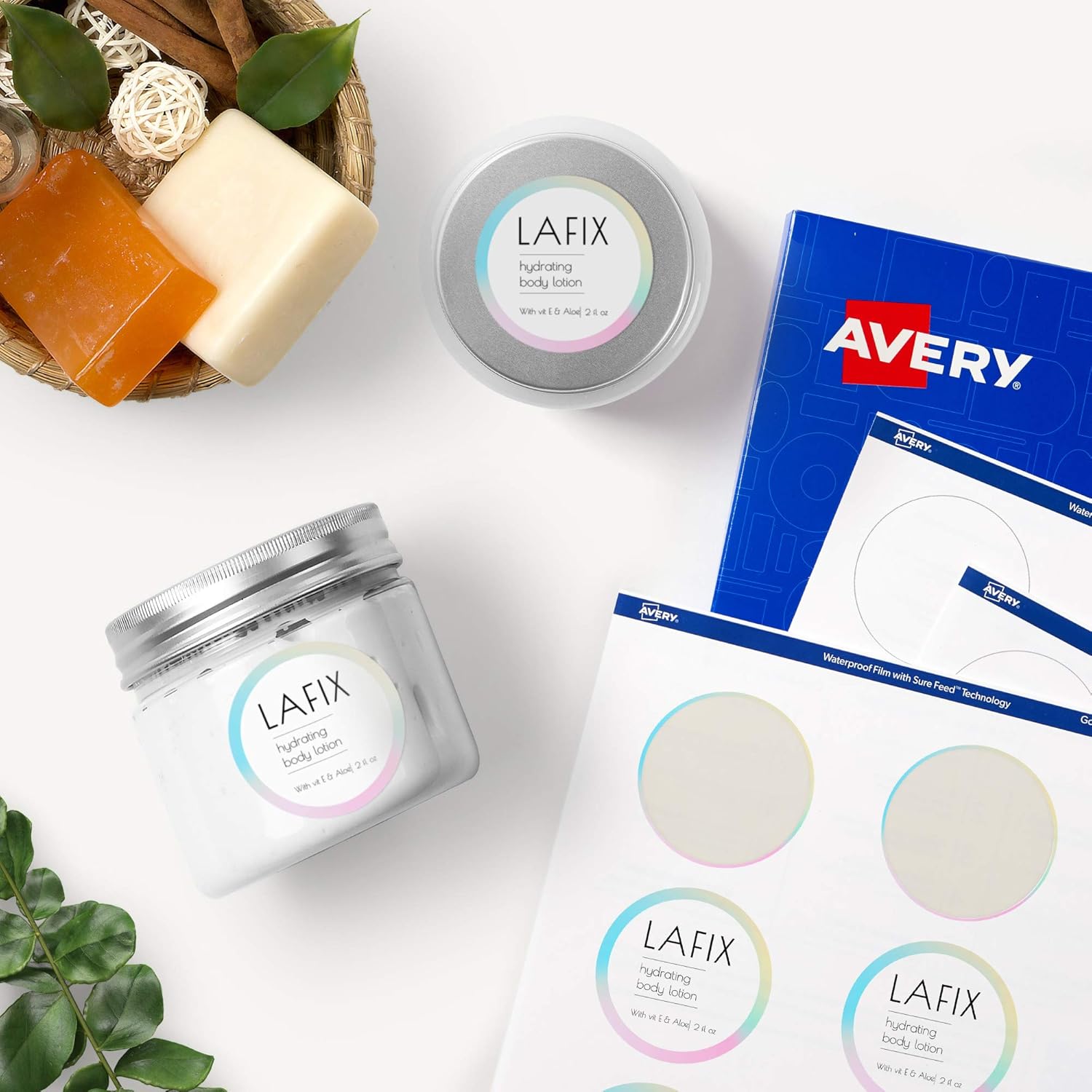 Avery Waterproof Round Labels with Sure Feed, Print to The Edge, 3