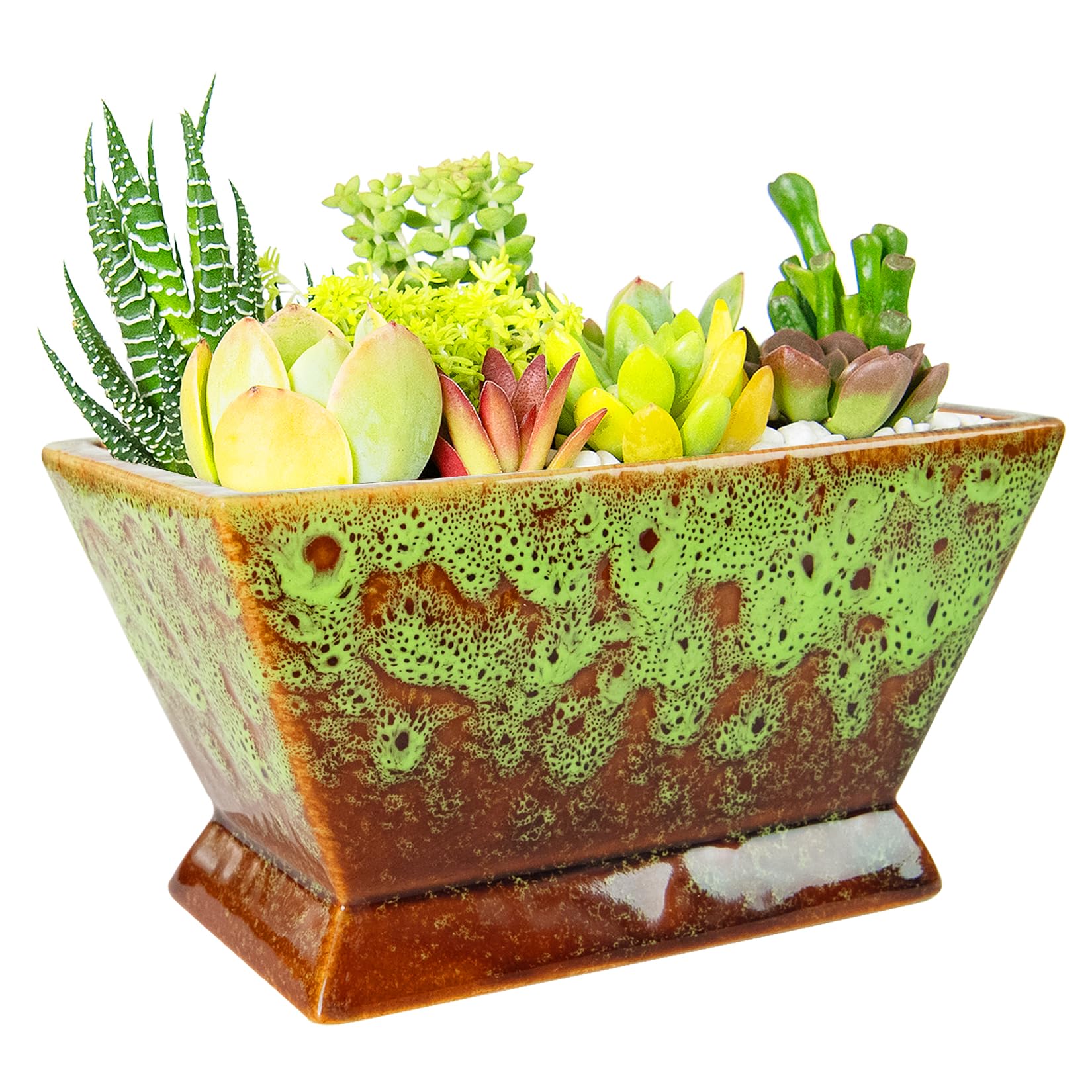 ARTKETTY Plant Pots - Large Succulent Planters Pots with Drainage, Ceramic Pots for Indoor Outdoor Cactus Plants Glazed Bonsai Flower Planter Container for Desk Windowsill Decor