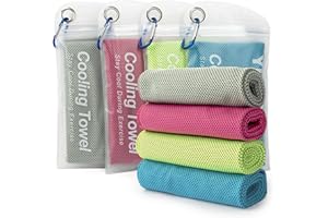 YESLIFE 4 Pack Cooling Towel 40"x12", Gym Towels for Men and Women, Soft Breathable Workout Towels for Yoga, Running, Sport, & More (Blue, Grey, Green, Pink)