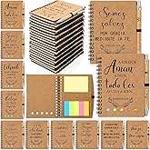 Resurhang 10 Set Spanish Christmas Christian Gifts Bulk Religious Notebooks with Bible Verse Pen, Inspirational Spiral Prayer Journal Notepad Church Gifts for Women Men Family Sunday School (Kraft)