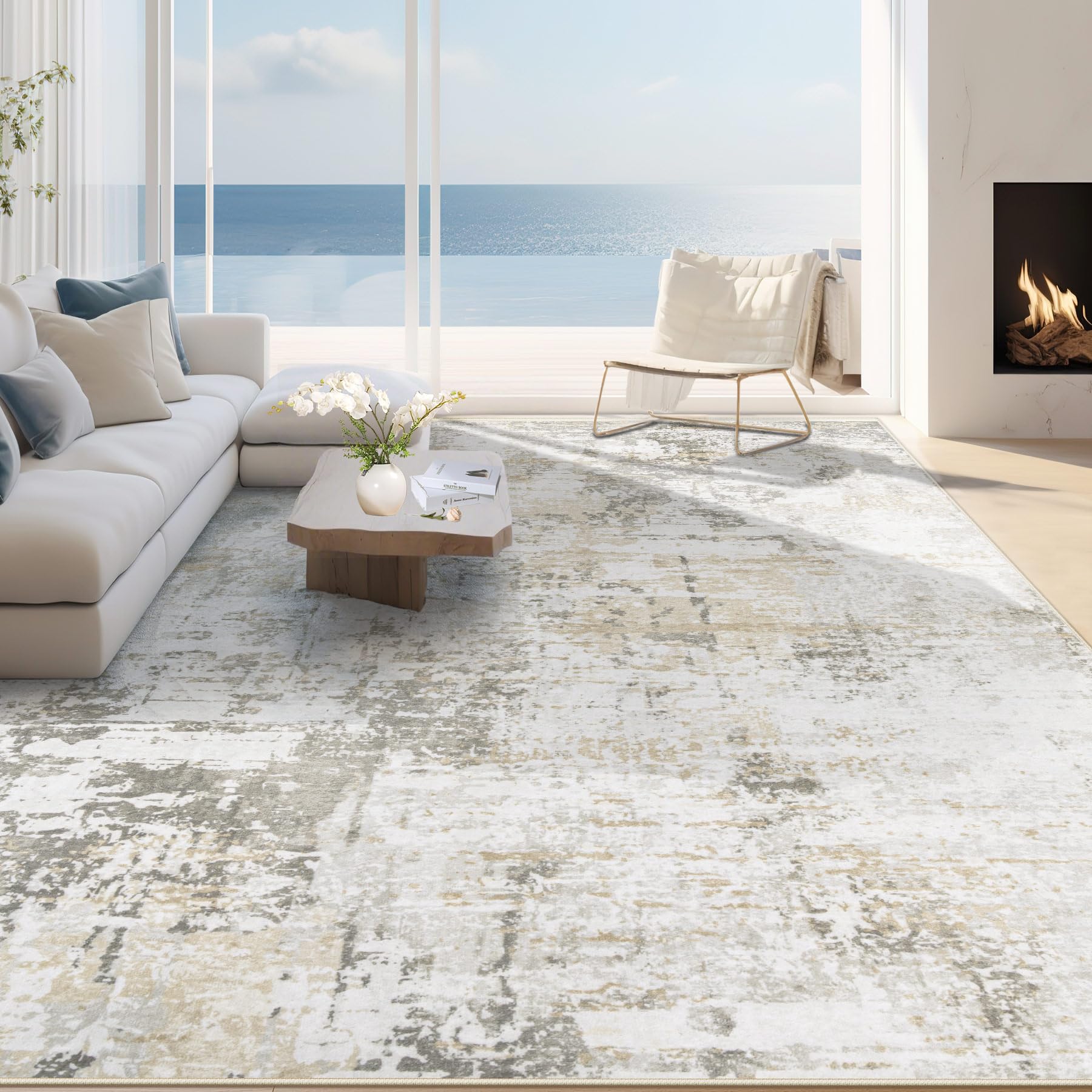 Photo 1 of *USED*
5x7 Area Rugs for Living Room: Washable Modern Abstract Rug Large Soft Non Slip Living Room Rug Indoor Low Pile Carpet for Bedroom Dining Room Home - Beige Grey Brown