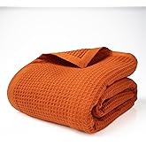 Salt Earth GOTS Certified 100% Organic Cotton Throw Blanket, 55"X60" Blankets & Throws for Bed, Throw Blanket for Couch,Modern & Cozy Blanket, All Season Waffle Blanket, Soft Blanket (Cinnamon Stick)