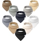 Diaper Squad 10-Pack Organic Cotton Baby Bibs for Baby Boy, Girl | Soft &amp; Absorbent, Adjustable for 0-36 Months, for Drooling and Teething,