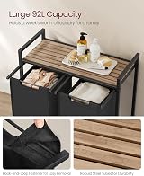 VASAGLE 2-Compartment Laundry Basket Sorter 92L 73x33x72 cm Camel view 4