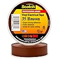 Scotch Vinyl Color Coding Electrical Tape 35, 1/2 in x 20 ft, Brown