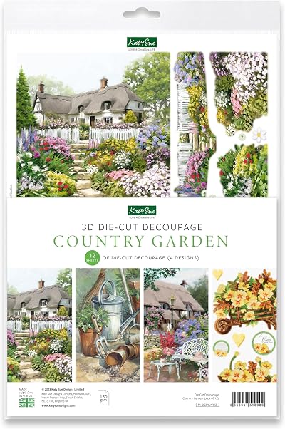 Katy Sue Country Garden 3D Die-Cut Decoupage Sheets - 12 Floral Designs