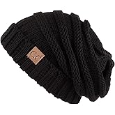 C.C Hat-100 Oversized Baggy Slouch Thick Warm Cap Hat Skully Cable Knit Beanie