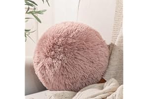 ASHLER HOME DECO Ashler Plush Ball Throw Pillow and Cushion for Sofa, Cute Style Round Pillow with Handle, Super Soft Spherical Pillow for Bedroom, Circle Orb Shaped Decorative 10 x 10 inches Pink