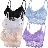 Duufin 5 Pcs Lace Bralettes for Women Bralette Padded Lace Bandeau Bra