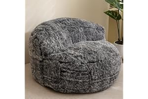 BYBYME Giant Bean Bag Chair, Faux Fur Bean Bag Couch with Filler Large Living Room Bean Bag Chairs for Adults, Big Lazy Sofa Accent Chair with Pocket Floor Chair
