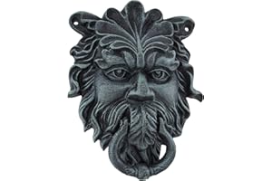 ZECKOS Verdigris Finish Cast Iron Celtic Greenman Door Knocker