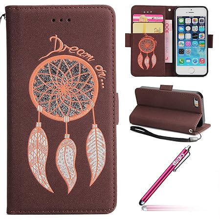 Schutzhülle für iPhone 5S,iPhone SE Lederhülle,iPhone 5/5S/SE Brieftasche Hülle,Hpory Schön Kreative 3D Glänzend Glitzer Wind