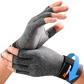 SueStar Arthritis Compression Gloves Fingerless for Women | Removable wrist strap for support. Cotton-spandex soothes tendonitis &amp; rheumatoid pain. Non-slip palm for daily &amp; carpal use