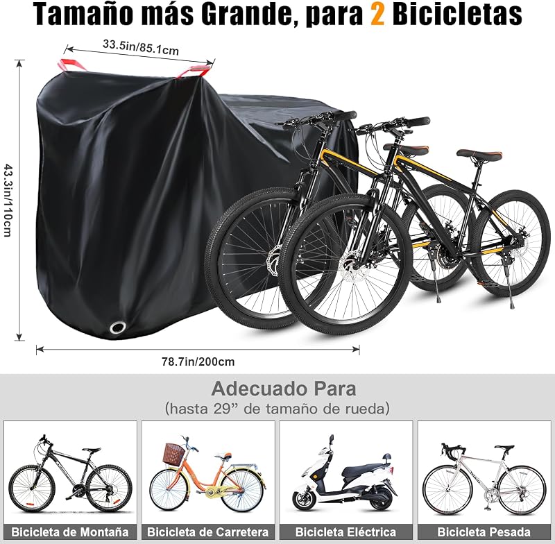 Funda bici exterior impermeable, Anti UV Lluvia Nieve Polvo, 210D Oxford