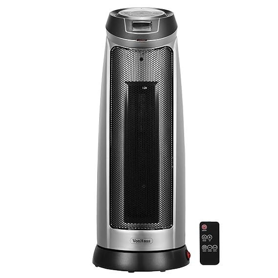 VonHaus Ceramic PTC Tower Fan Heater 2000W Portable, Oscillating with