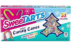 SweeTarts Mini Holiday Candy Canes, Christmas Candy, Stocking Stuffers for Kids, 4.8 oz Box