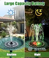 SZMP Solar Fountain 100% Glass Panels 3.5W 2200mAh Battery 7 Nozzles view 4