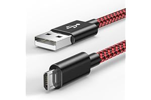 6amLifestyle 16 FT PS4 Controller Charger Charging Cable, Nylon Braided Extra Long Micro USB 2.0 High Speed Data Sync Cord Compatible for Playstaion 4, PS4 Slim/Pro, Xbox One S/X Controller, Red