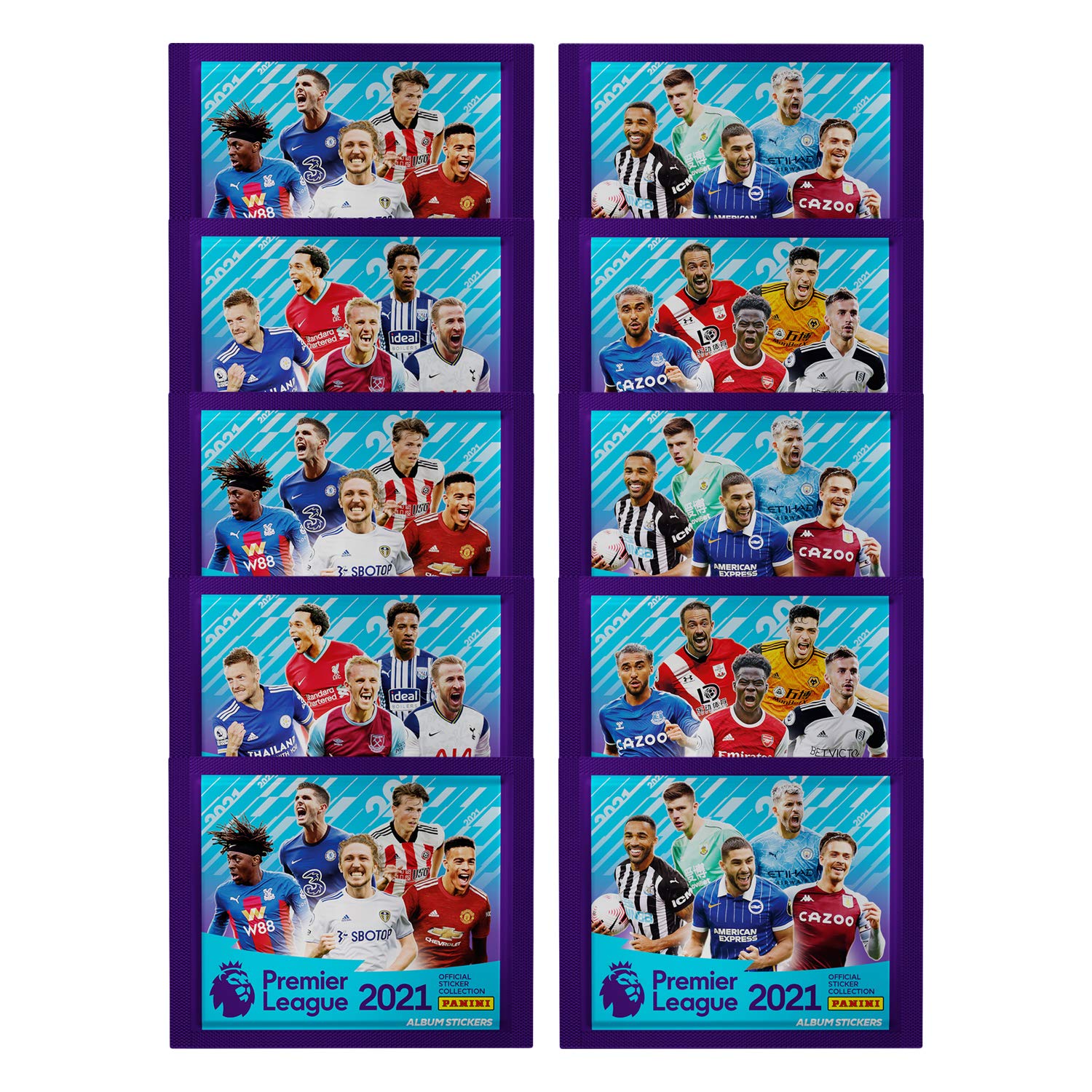 Panini Premier League 2021 Sticker Collection (x10 Packs), Mixed