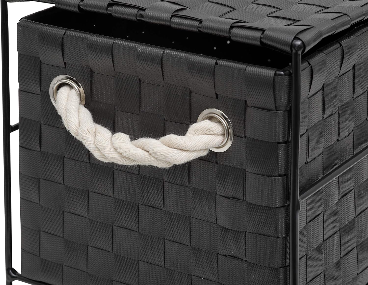 ARPAN Black 2-Drawer Storage Unit, Basket Drawer Unit for Bathroom Bedroom or Office Storage (18 x 25 x 33 cm) - Image 5