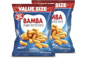 Osem Bamba Peanut Butter Puffs - Peanut Butter Crunch Puffs, Vegan PB Snack for Babies and Toddlers, Grain Free Protein Snack, No Sugar - 12 oz Bag (Pack of 2)