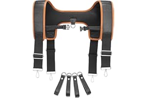Leather Tool belt suspenders,Comfortable and breathable tool bag suspenders.Heavy Duty Padded Work belt Suspenders with Attac