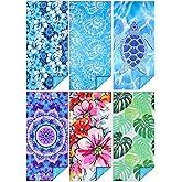 6 Pack Microfiber Thin Beach Towel Lightweight 71x32 Oversized Extra Large Sand Free Towels Quick Dry for Travel Pool Yoga Gym Sports Beach Accessories Vacation Essential Gift