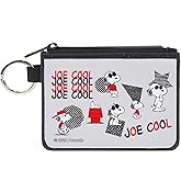 Peanuts Wallet, Coin Purse, Peanuts Joe Cool Snoopy Poses and Text Gray Black Red White, Canvas