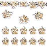 Bestewelry 10Pcs Alloy Paw Print Charms Pendants Silver Pet Cat Dog Paw Charms Shiny Enamel Animal Footprint Charms for DIY Necklace Bracelet Keychain Crafts Jewelry Making